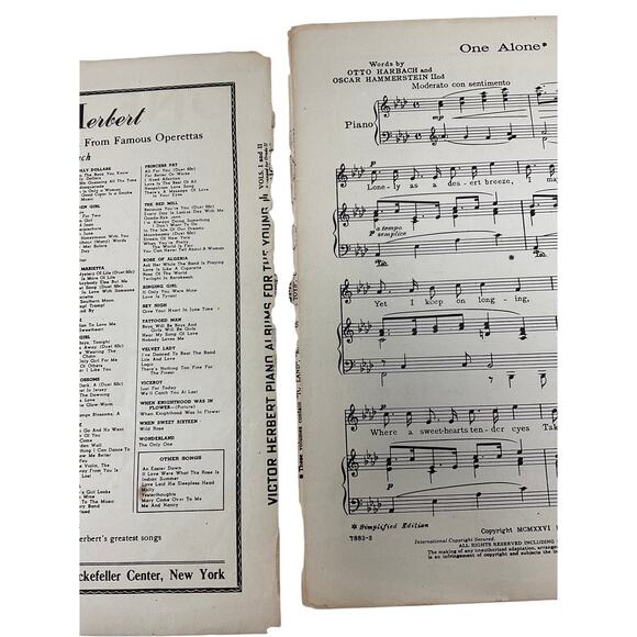 One Alone Sheet Music 1926 Harbach Hammerstein Romberg - Picture 3 of 6